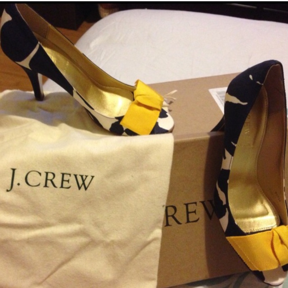 J. Crew Liza Printed Peep toe Heels New w/o box!